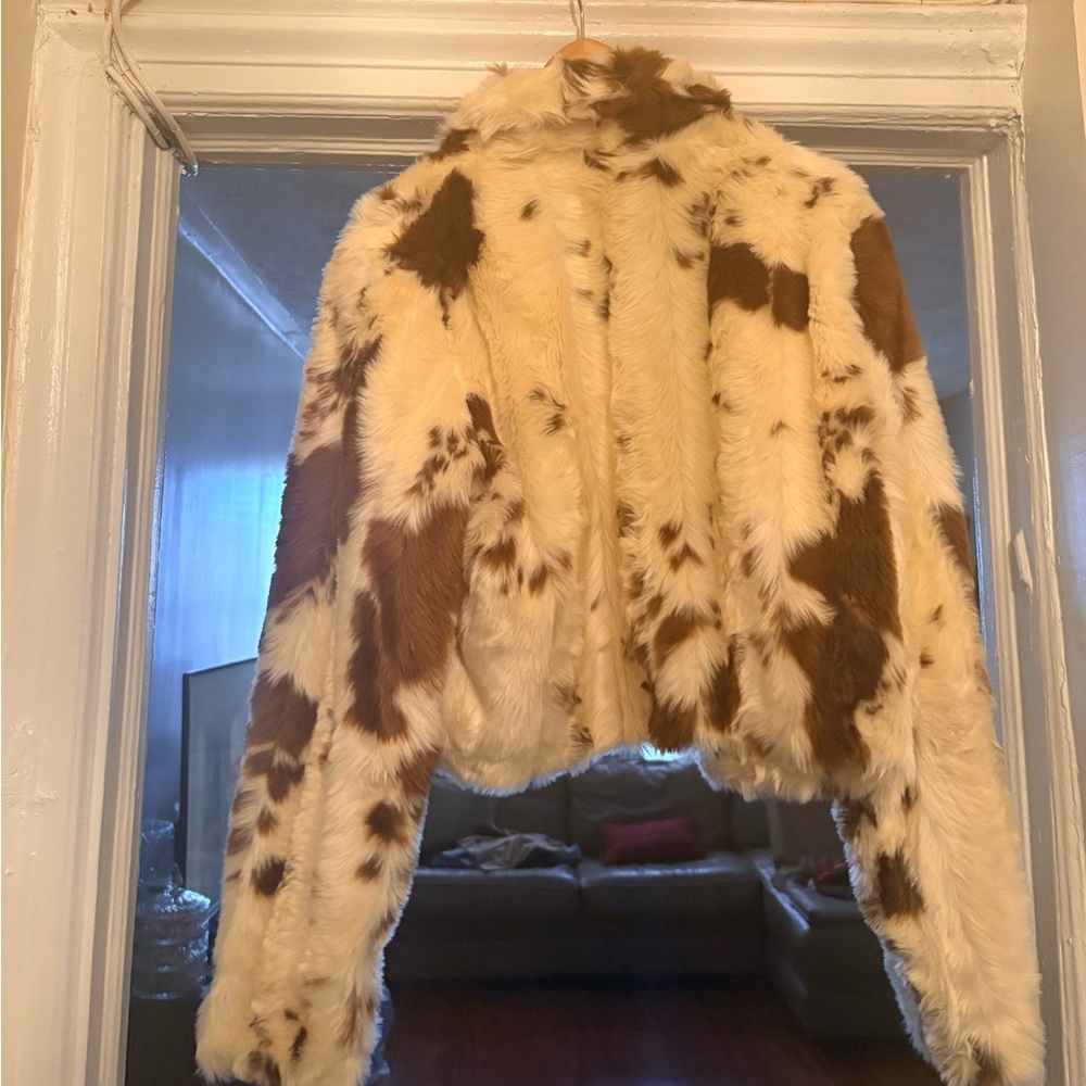 Zara Teddy Jacket - Cream and Brown